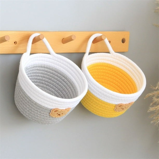 Handmade Bright-colored Storage Basket Multi-use Delicate Cotton Rope Sundries Basket for Home