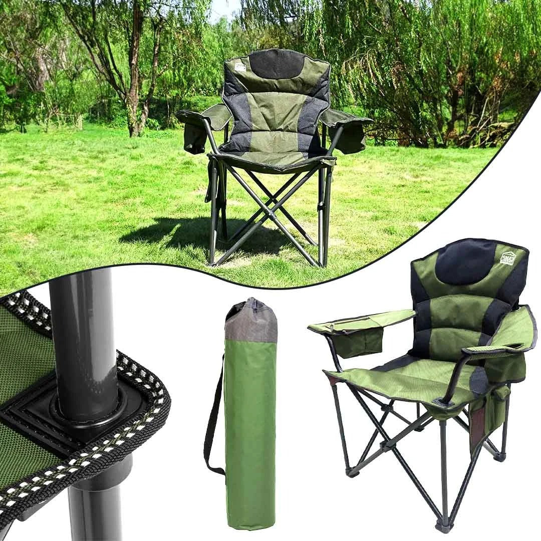 Camp Master Camping Outdoor Beach Chair Portable Fishing Hiking Foldable Chair with Cup Holder and Side Pockets