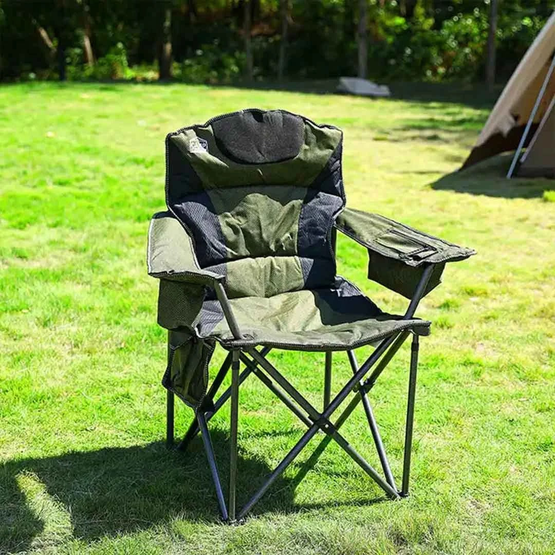 Camp Master Camping Outdoor Beach Chair Portable Fishing Hiking Foldable Chair with Cup Holder and Side Pockets