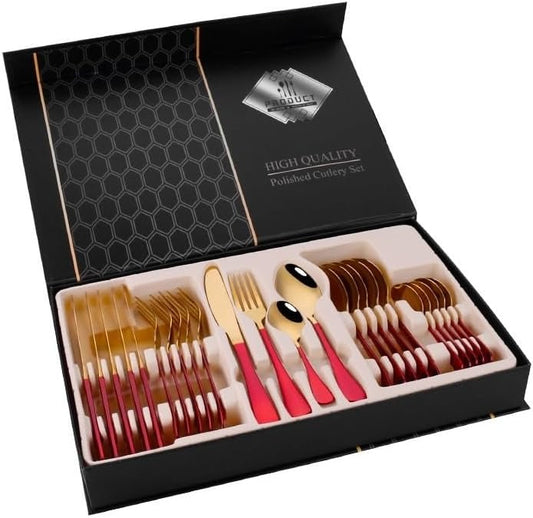 Silverware Set, 24 Piece Stainless Steel Cutlery Cutlery Cutlery Cutlery Gift Craft Box Set