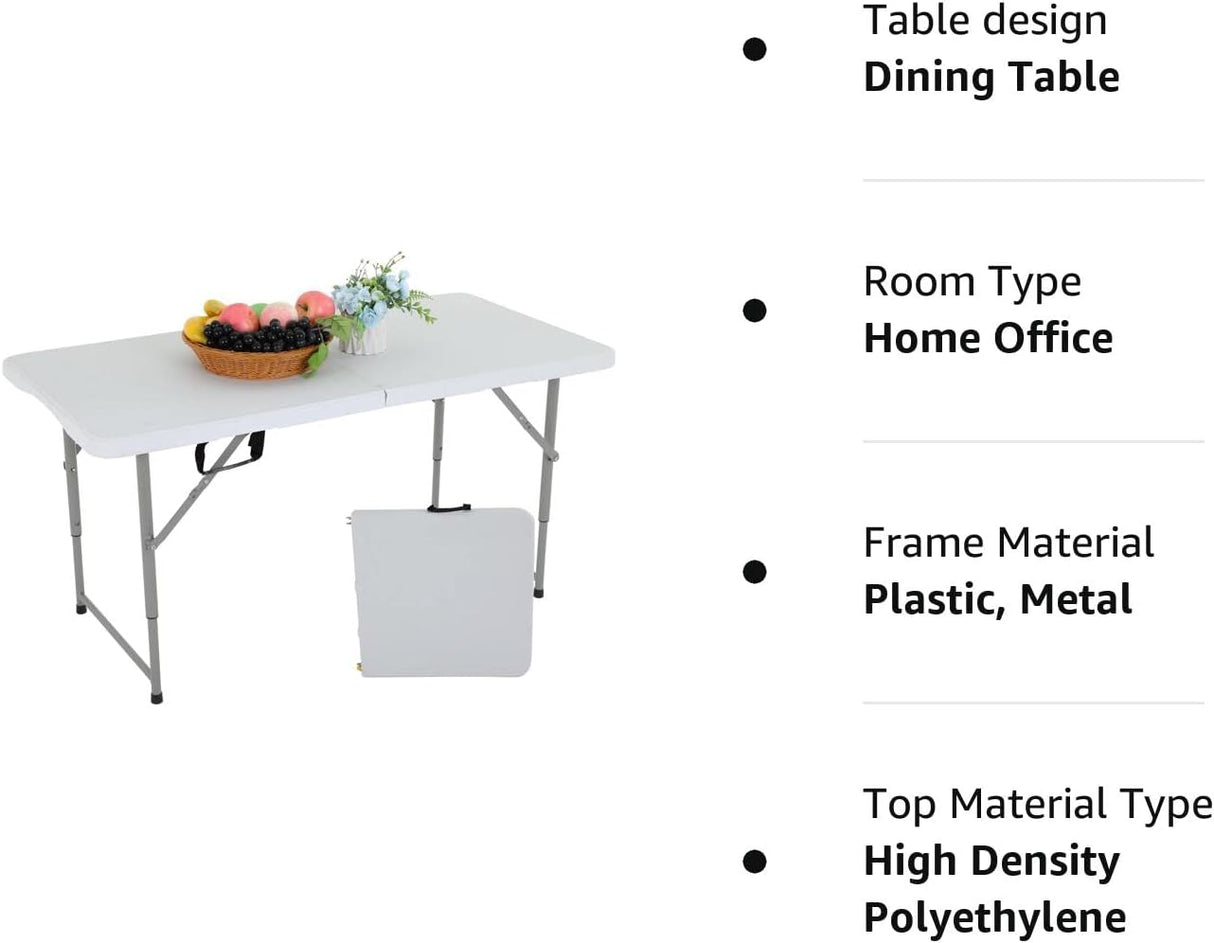 Folding, Half Portable Foldable Table for Parties, Backyard Events,White 1.2M