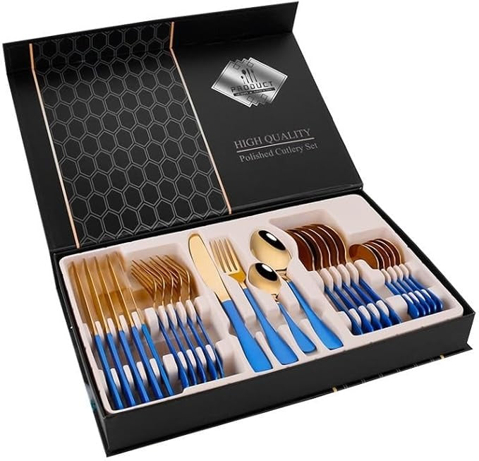 Silverware Set, 24 Piece Stainless Steel Cutlery Cutlery Cutlery Cutlery Gift Craft Box Set