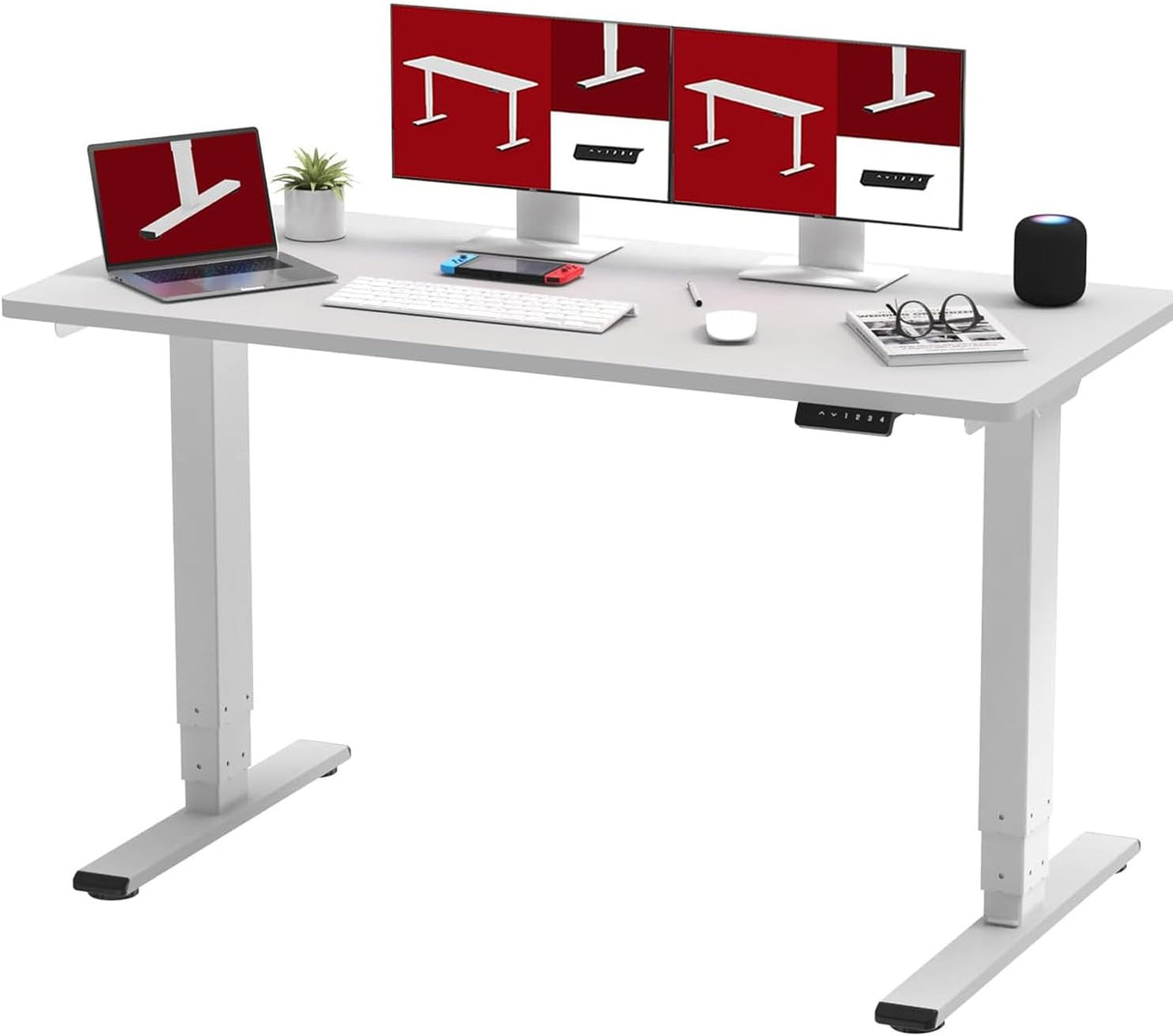 Adjustable Height Electric Standing Laptop Computer Desk  Workstation with Automatic Memory and Intelligent LED Display, 120 * 60