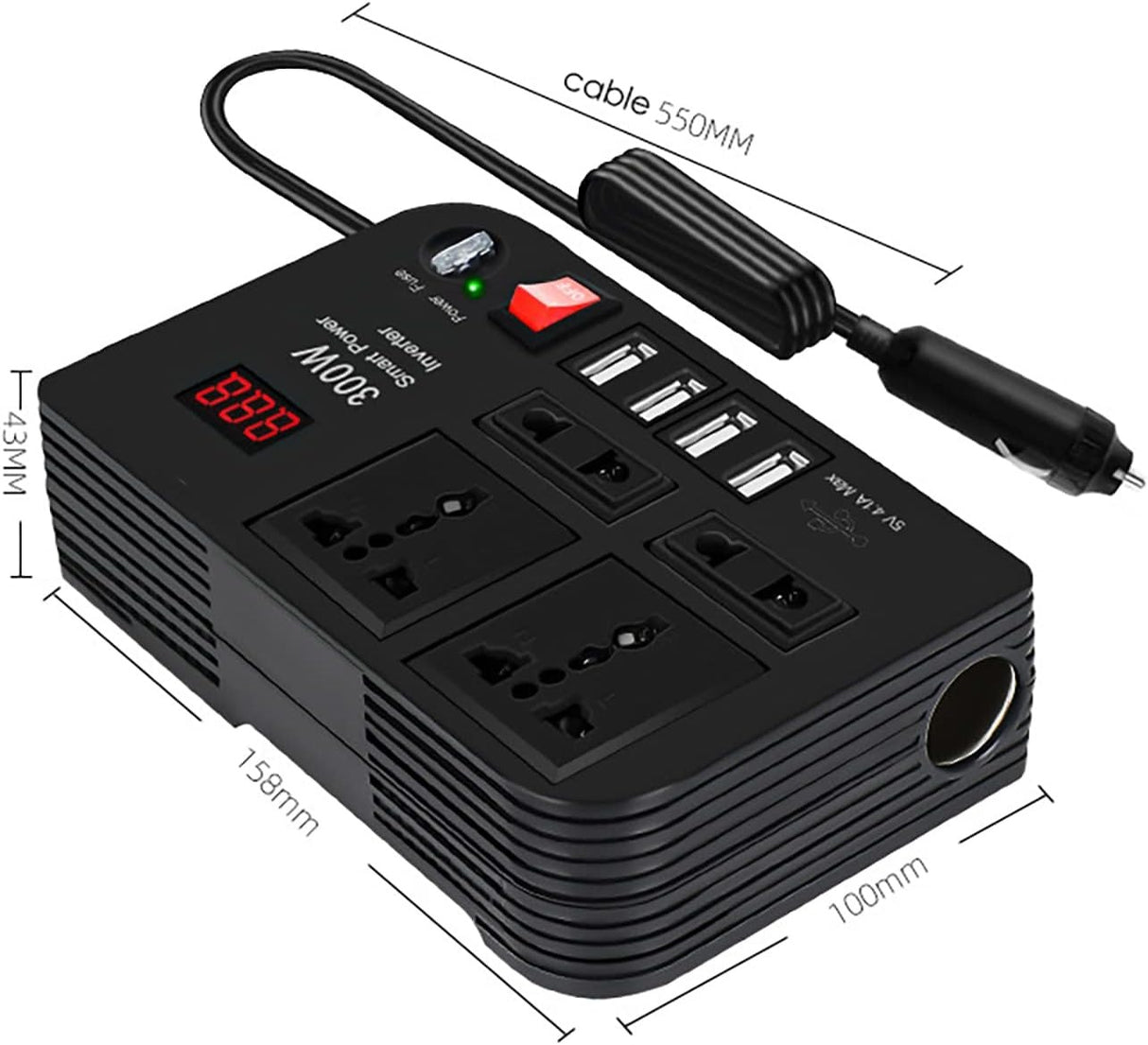 300W Power Inverter DC 12V to AC 220V Car Power Inverter