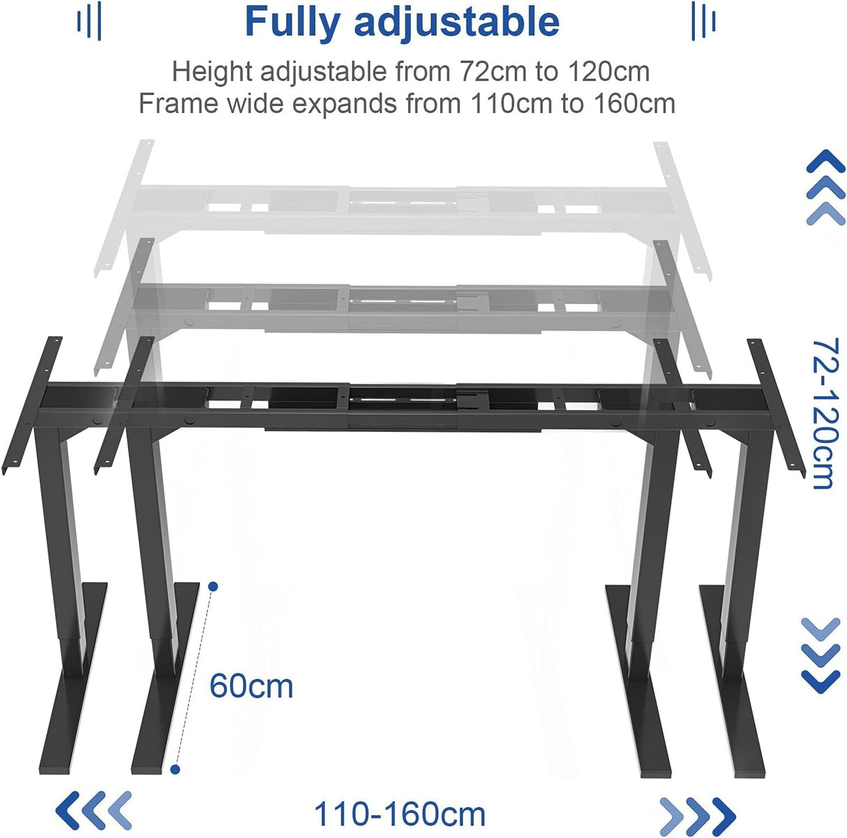 Adjustable Height Electric Standing Laptop Computer Desk  Workstation with Automatic Memory and Intelligent LED Display, 120 * 60