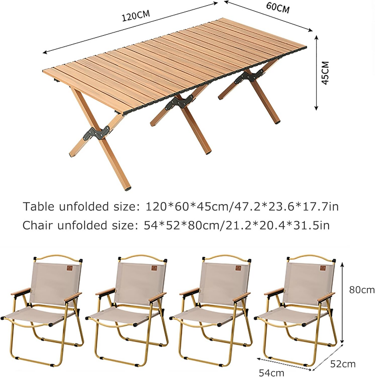 Folding Camping Picnic Table With Four Chairs, 120*60Cm, Camping Table Easy To Trap, Aluminum Roll Up Outdoor Camping Table, Portable Camping Table Travel.