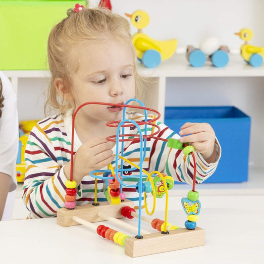 Wooden Baby Toddler Toys Circle First Bead Maze for Boys Girls