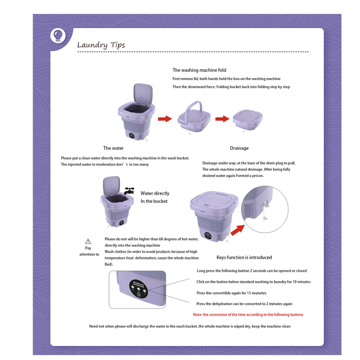 Portable Washing Machine -Portable Washer Washing Machine with Drain Basket for Travelling, Camping, Apartment, Dorm