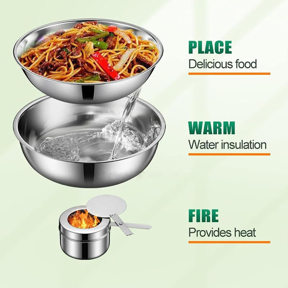 Buffet Server and Heater - Buffet Plate with Lid, Hotpot Buffet Setting, Food Heater for Party Buffet, Table Buffet Heater