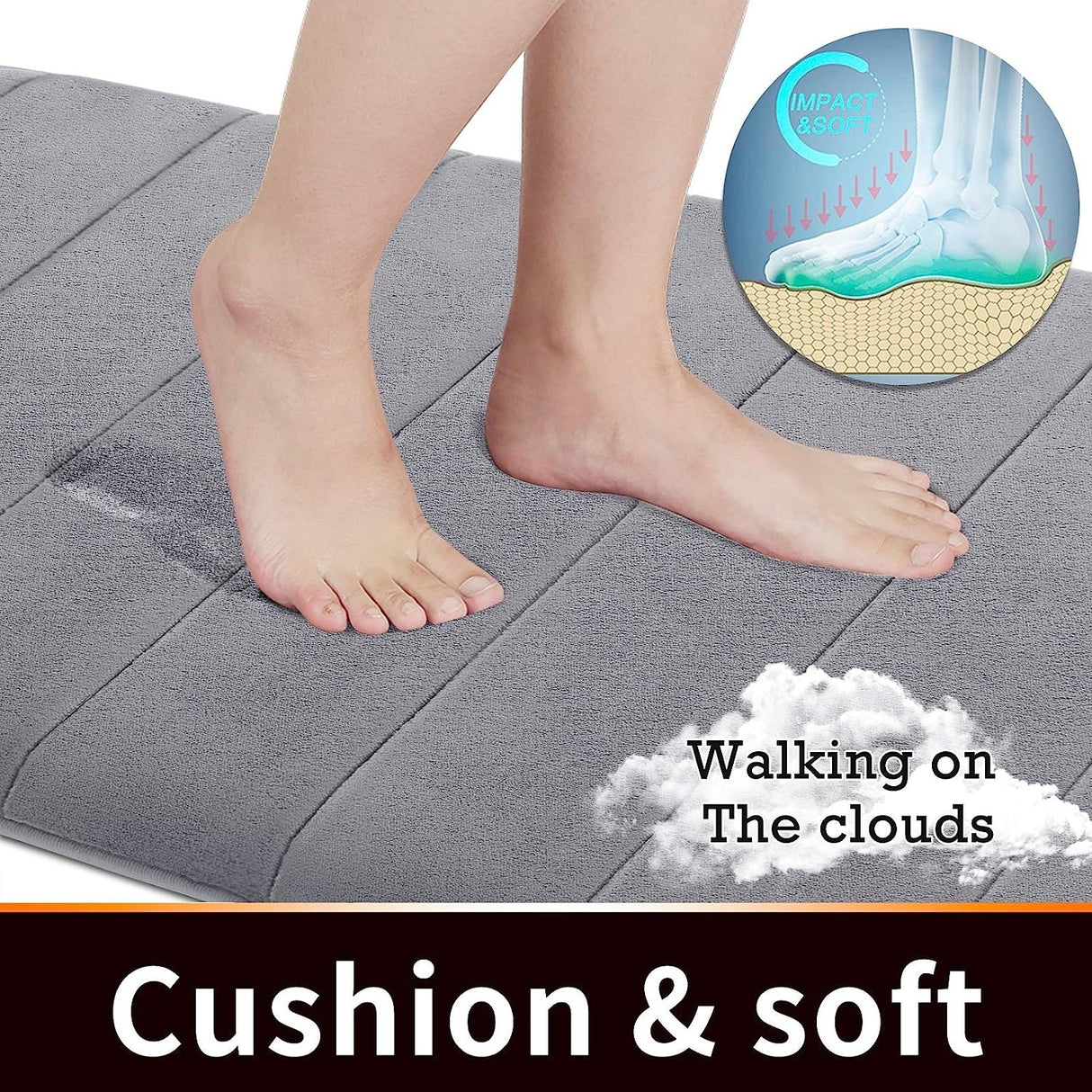 Memory Foam Bath Mat Rug, 24 x 17 Inches, Comfortable, Soft, Super Water Absorption