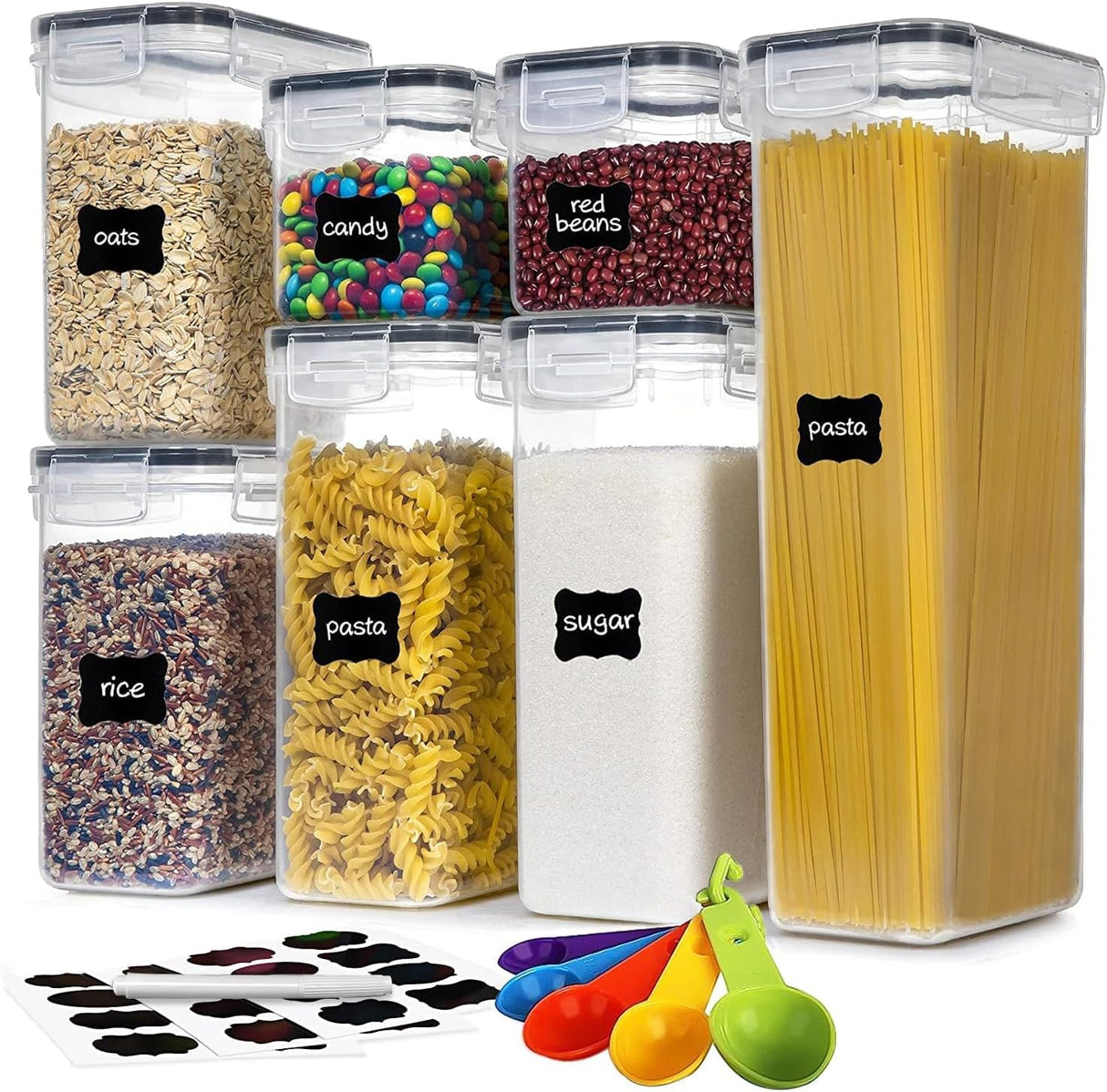 7 PACK Airtight Food Storage Containers With Lids, BPA Free Kitchen Storage Containers for Spaghetti, Pasta and More