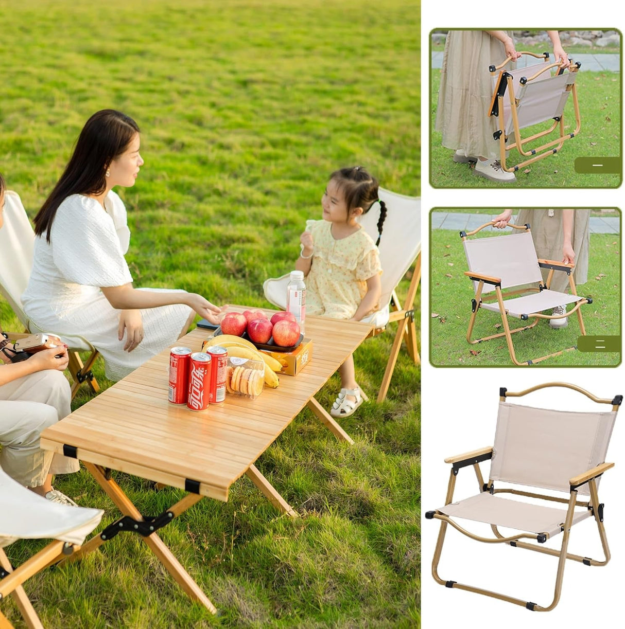 Folding Camping Picnic Table With Four Chairs, 120*60Cm, Camping Table Easy To Trap, Aluminum Roll Up Outdoor Camping Table, Portable Camping Table Travel.