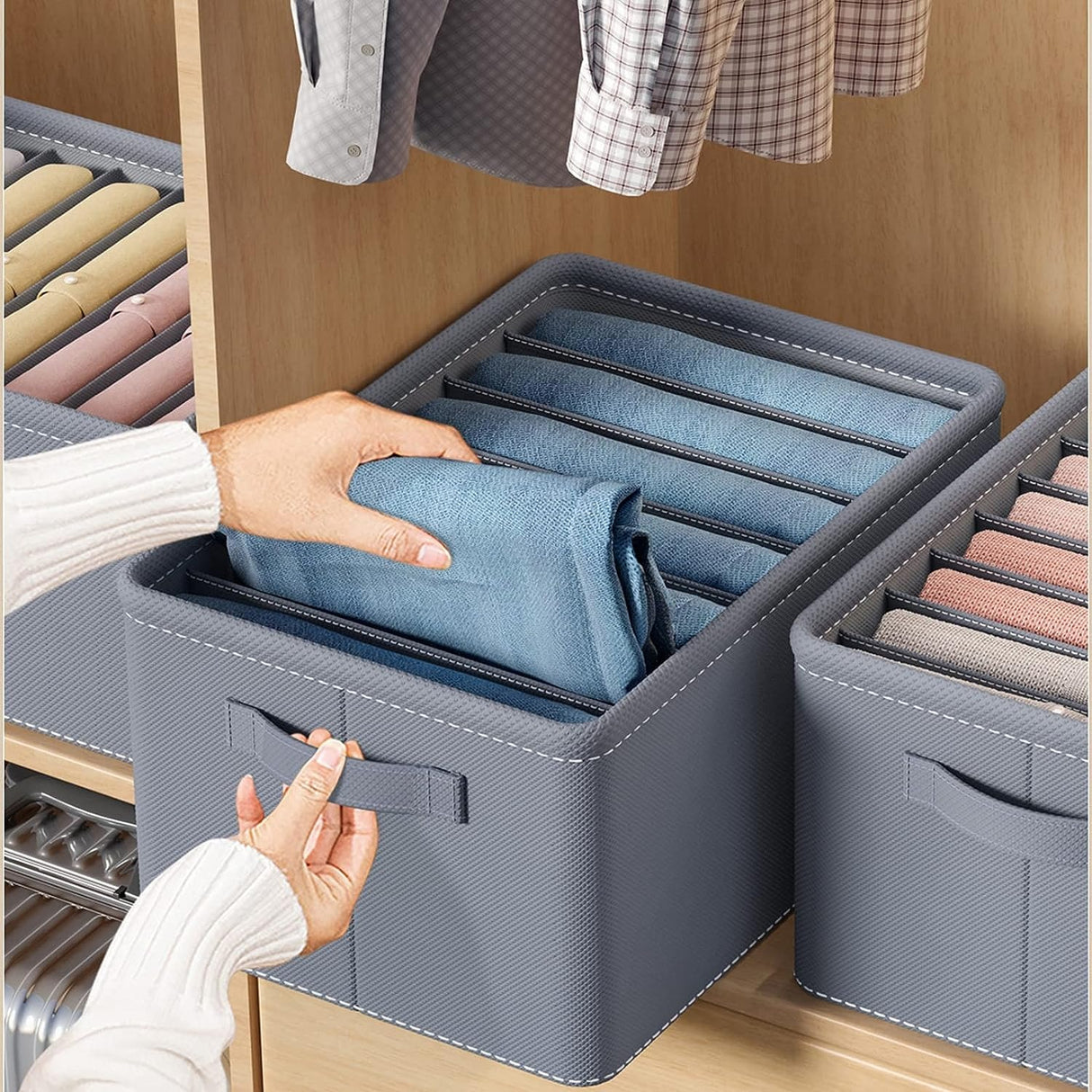 Wardrobe Clothes Organiser,Foldable Jeans Drawer Closet Organizer