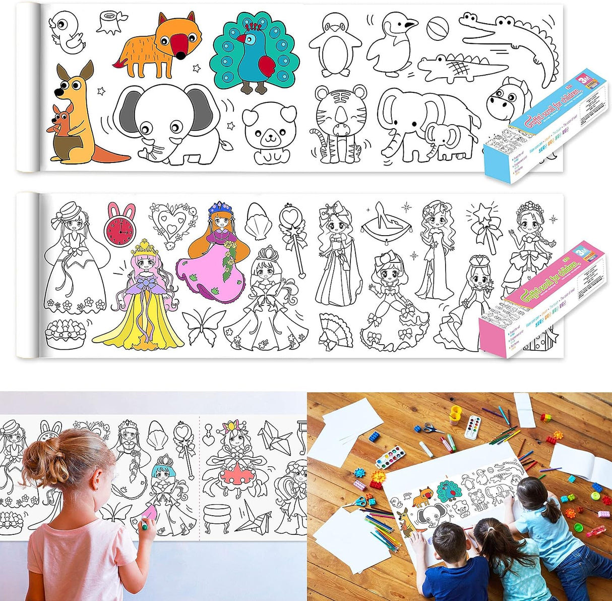 Children's Drawing Roll Coloring Paper 10m long for Kid Early Educational Birthday Party Gift