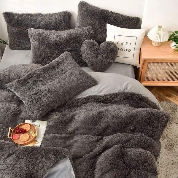 6pc Luxury Velvet Plush Fur Duvet set