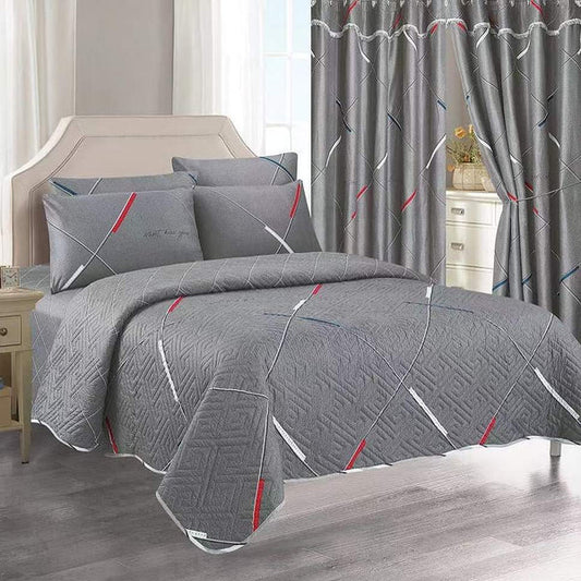 7pcs Woolen Duvet +Curtains Set