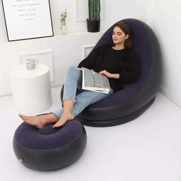 Inflatable Deluxe Lounge Seat +Foot Rest + free electric pump