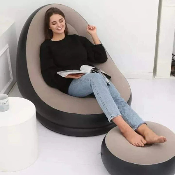 Inflatable Deluxe Lounge Seat +Foot Rest + free electric pump