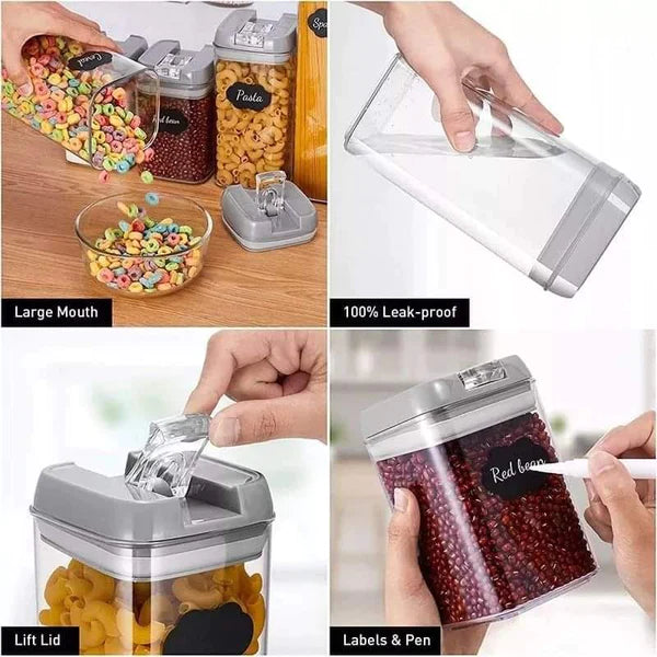 7pc Set Plastic Food Storage Container Jars