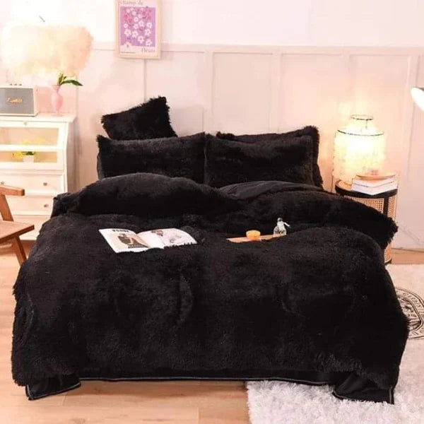 6pc Luxury designs Velvet plush Fluffy Duvet set