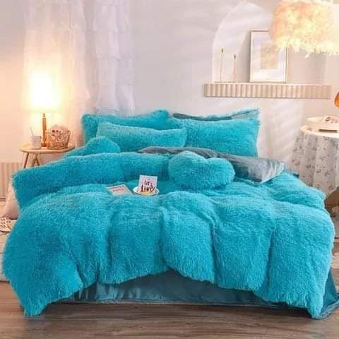 6pc Luxury designs Velvet plush Fluffy Duvet set