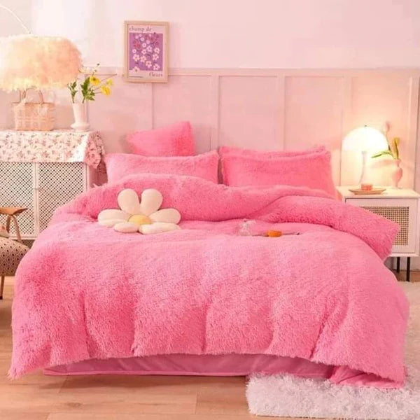 6pc Luxury designs Velvet plush Fluffy Duvet set