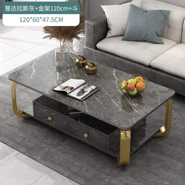 Modern Luxury Double Coffee Table with Drawers