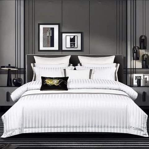 Luxury 100%Cotton White Satin Duvet cover sets