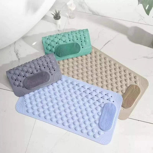 Bathroom anti slip mat with lazy scrubber