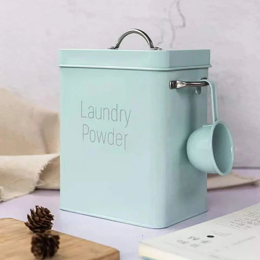 Washing Powder Bucket, Multi-Purpose Storage Box Laundry Powder Tin Square Laundry Powder Storage Box