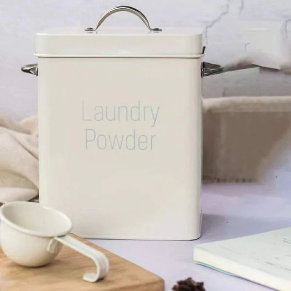 Washing Powder Bucket, Multi-Purpose Storage Box Laundry Powder Tin Square Laundry Powder Storage Box