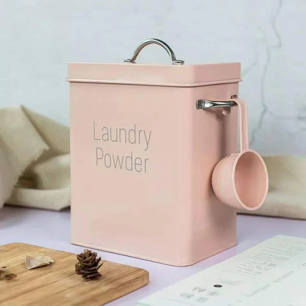 Washing Powder Bucket, Multi-Purpose Storage Box Laundry Powder Tin Square Laundry Powder Storage Box