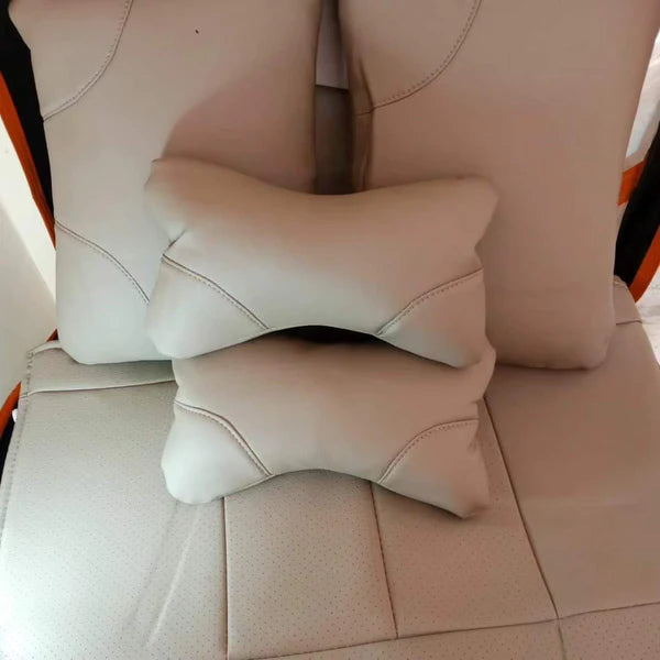 Pu Leather Waterproof Car Seat Covers With Lumber Support Pillows 5 Seater