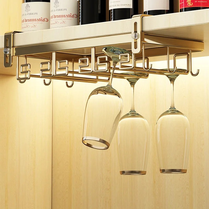 Wine Glass Rack Upside Down Glass Storage Under Cabinet Wine Glass Holder Rack