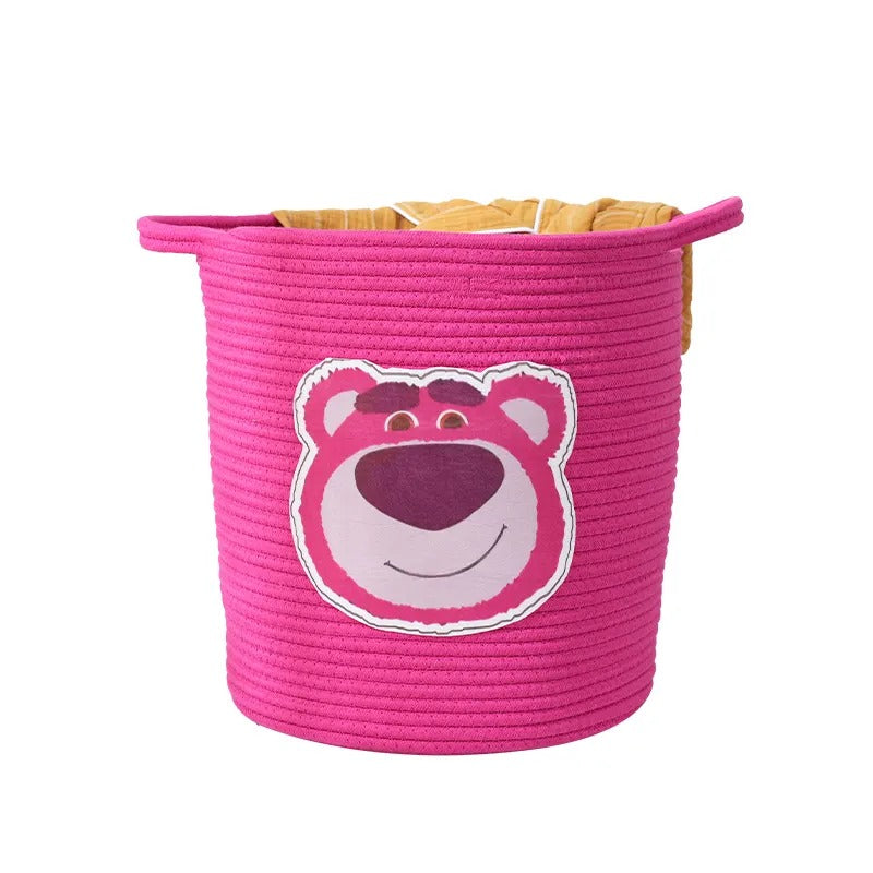 Woven Storage Basket Cotton Rope Basket with cartoon images Laundry Hamper