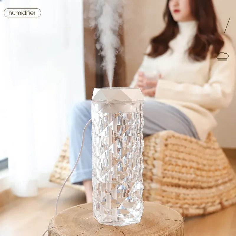 USB Desktop Crystal Humidifier  Night Light 900ml Mist Aroma Diffuser Home Bedroom Humidifier Purifier