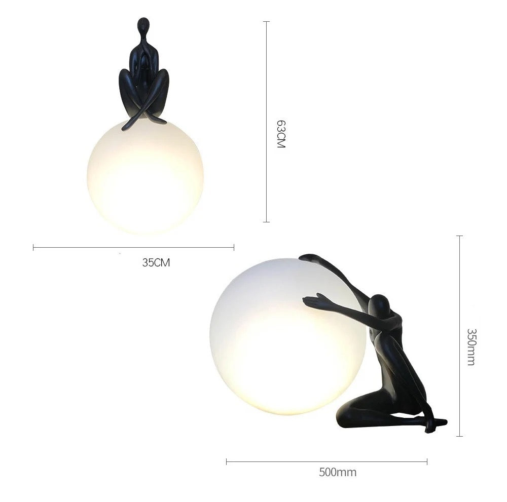 Nordic Minimalist Humanoid Art Sculpture Holding Ball Bedside Table Lamp