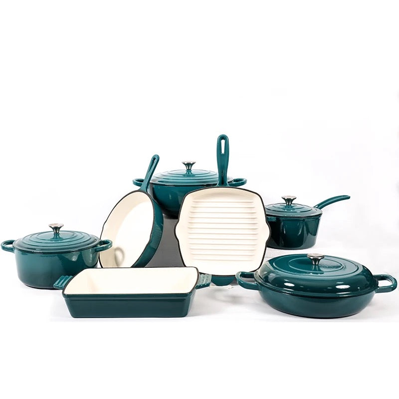 Enamel Cast iron cooking pots Ceramic Enamelled Cast Iron Cookware Set, Oven and Grill Safe