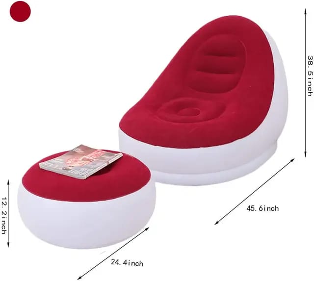 2-IN-1 Inflatable Lounge Sofa Bed Set, Portable Lazy Flocking with Footstool