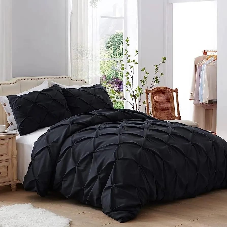 Pinch Pleat Cross Pintuck Duvet Quilt Cover Luxury Duvet Cover Set