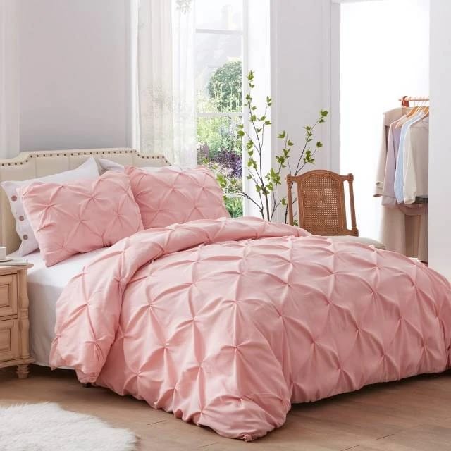 Pinch Pleat Cross Pintuck Duvet Quilt Cover Luxury Duvet Cover Set