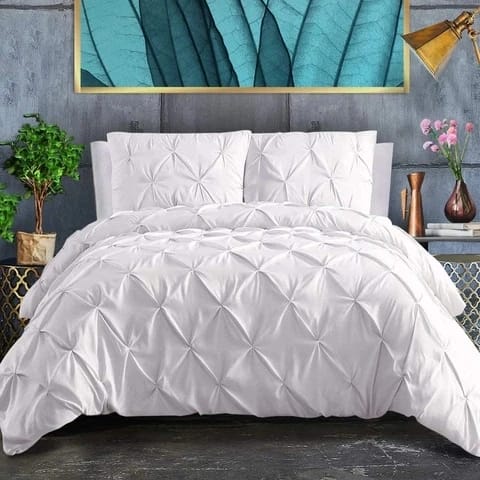 Pinch Pleat Cross Pintuck Duvet Quilt Cover Luxury Duvet Cover Set