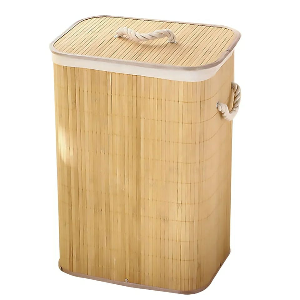 Wooden Laundry Hamper with Lid, Bamboo Laundry Basket with HandlesLaundry Basket