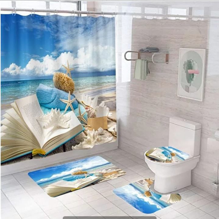 4pcs Bathroom Shower Curtain set