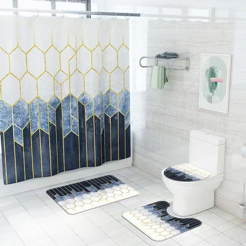 4pcs Bathroom Shower Curtain set