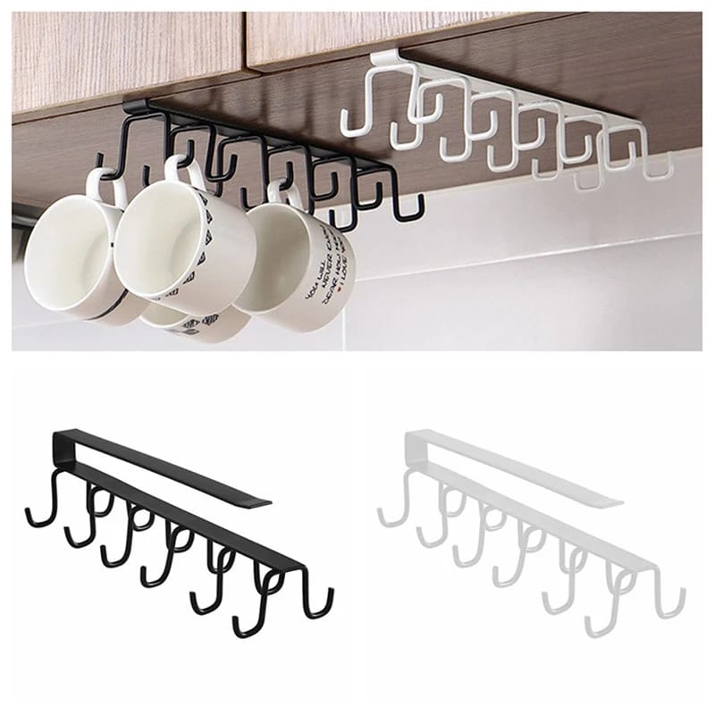 Multipurpose Under The Cabinet Shelf Hooks Cup towel Holder