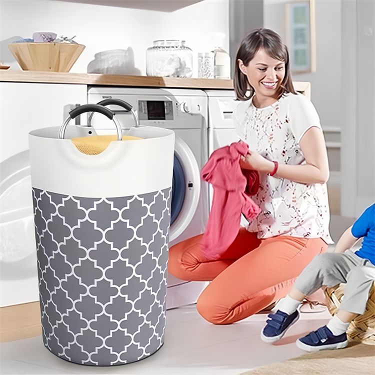 Laundry Basket 82L With Metal Handles