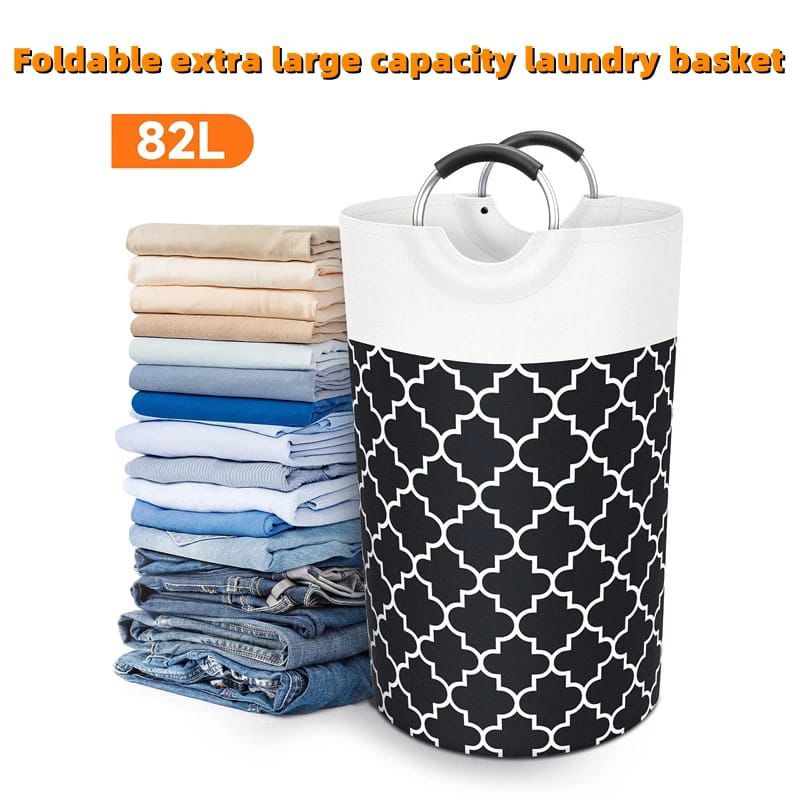 Laundry Basket 82L With Metal Handles