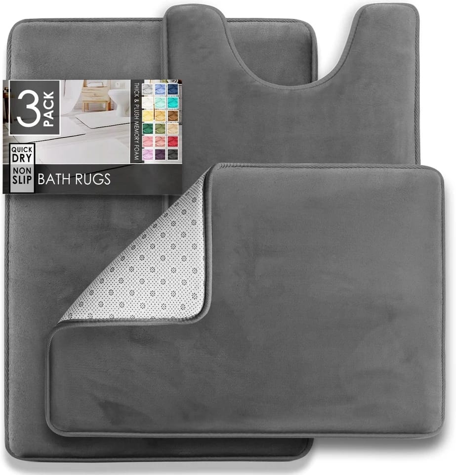 3 Pcs Memory Foam Bathroom Mat – Non-Slip Rugs