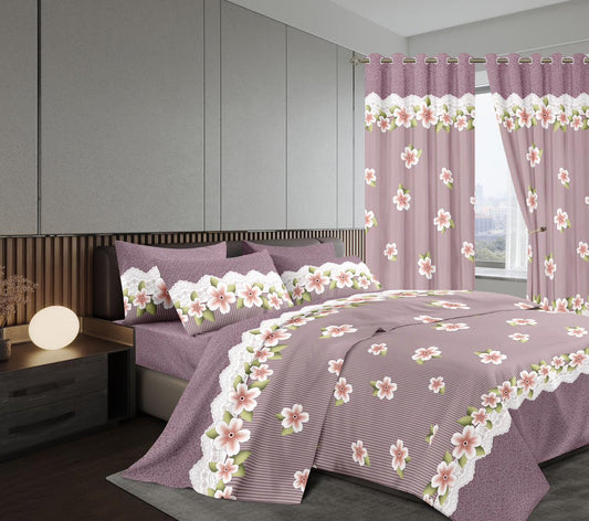 7 Pcs Duvet  with a Curtain Bedding Set